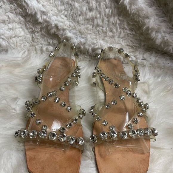 Jeffrey Campbell Rhinestone Studded Clear Strappy Sandals SZ 10 - Picture 3 of 10